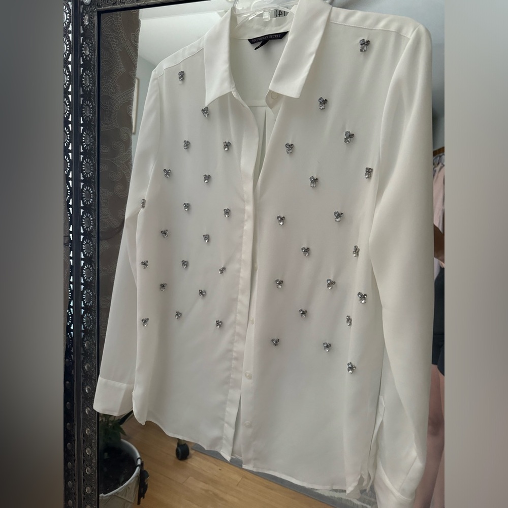 Sheer white long sleeve blouse